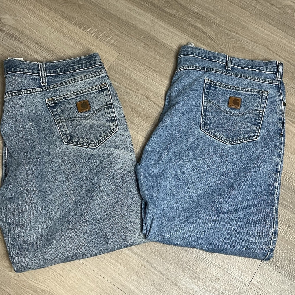Carhartt Mens Workwear Denim Relaxed Fit Jeans Sz 46x30 measures 46x28 Lot Of 2